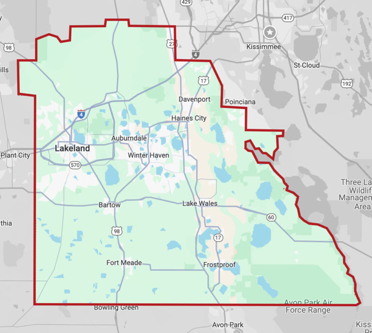 Map of Polk County, FL