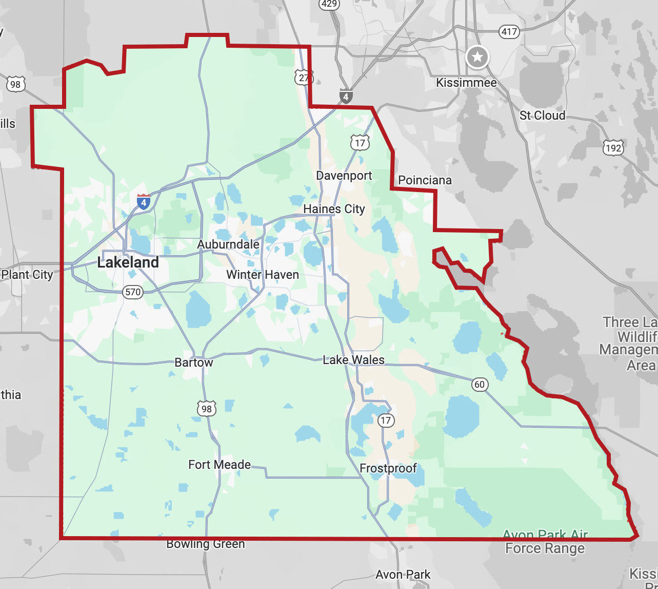 Map of Polk County, FL