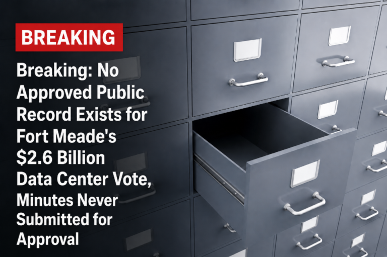 BREAKING: No Approved Public Record Exists for Fort Meade’s $2.6 Billion Data Center Vote, Minutes Never Submitted for Approval