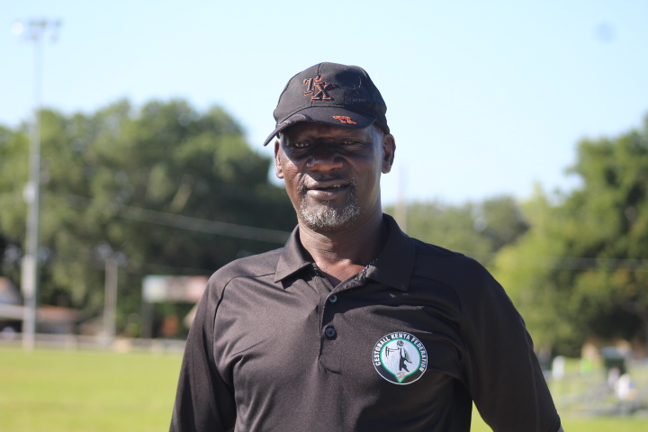 Lawrence Adera, founder of the USA Cestoball Association, introduces cestoball to Polk County Florida coaches at Lake Region High School