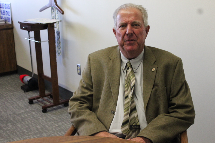 Polk County Commissioner Bill Braswell discusses his sales tax swap plan at the Board of County Commissioners office in Bartow