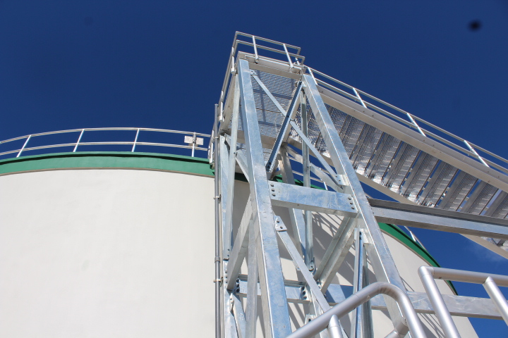 This main ground storage tank holds up to 750,000 gallons of water.
