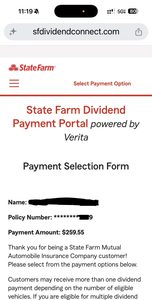 State Farm Dashboard for divident payments