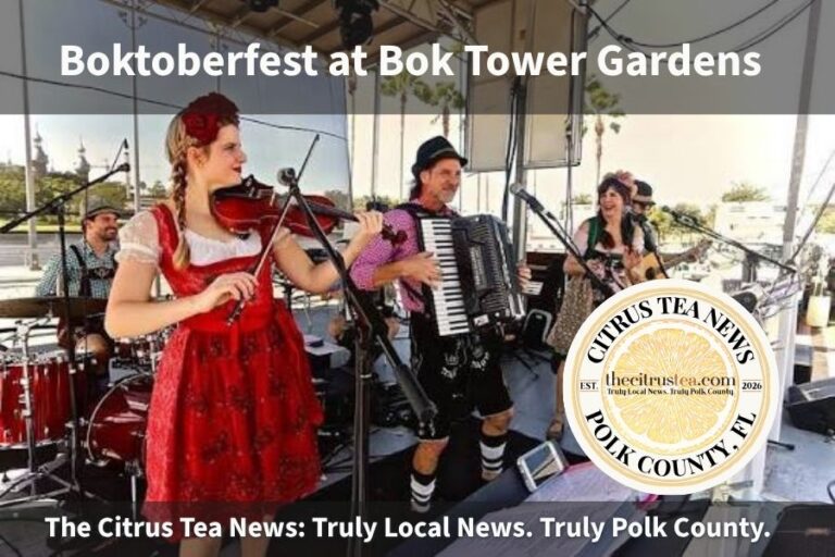 An accordion player performs at Boktoberfest at Bok Tower Gardens in Lake Wales, Florida