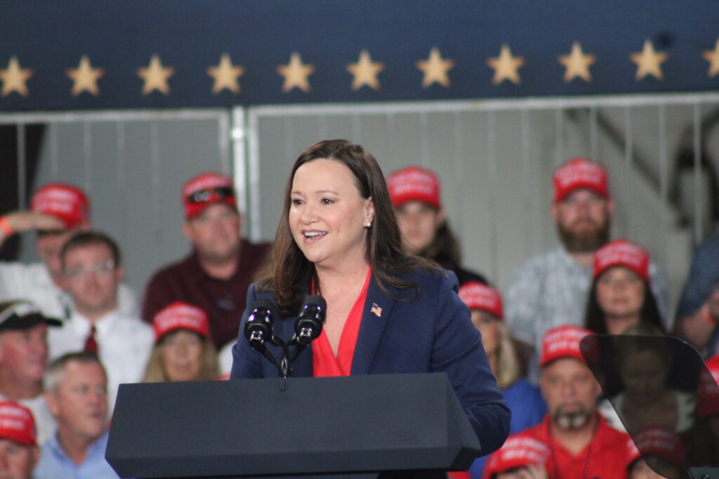 Ashley Moody addresses crowd at Midterm Rally Lakeland Sun n Fun Oct 1, 2026