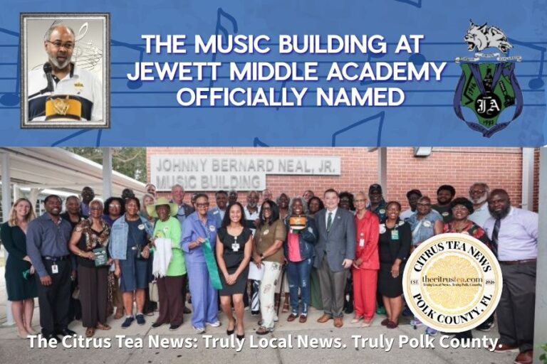 The music building at Jewett Middle Academy Magnet in Winter Haven, Florida, newly named for longtime band director Johnny Bernard Neal Jr.