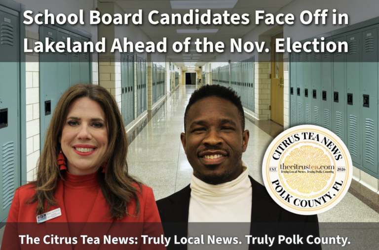 Polk County School Board District 3 candidates speaking at the Kiwanis Club of Lakeland luncheon at First United Methodist Church in Lakeland, Florida.