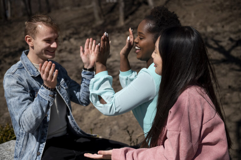 A smiling person joyfully sharing a , symbolizing the cheerful giver