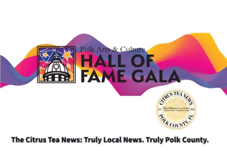 Six new inductees and their families are honored with portraits at the 2026 Polk Arts & Culture Hall of Fame Gala at the Lake Eva Event Center in Haines City.