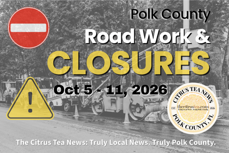 Road construction work zone with lane closure signs
